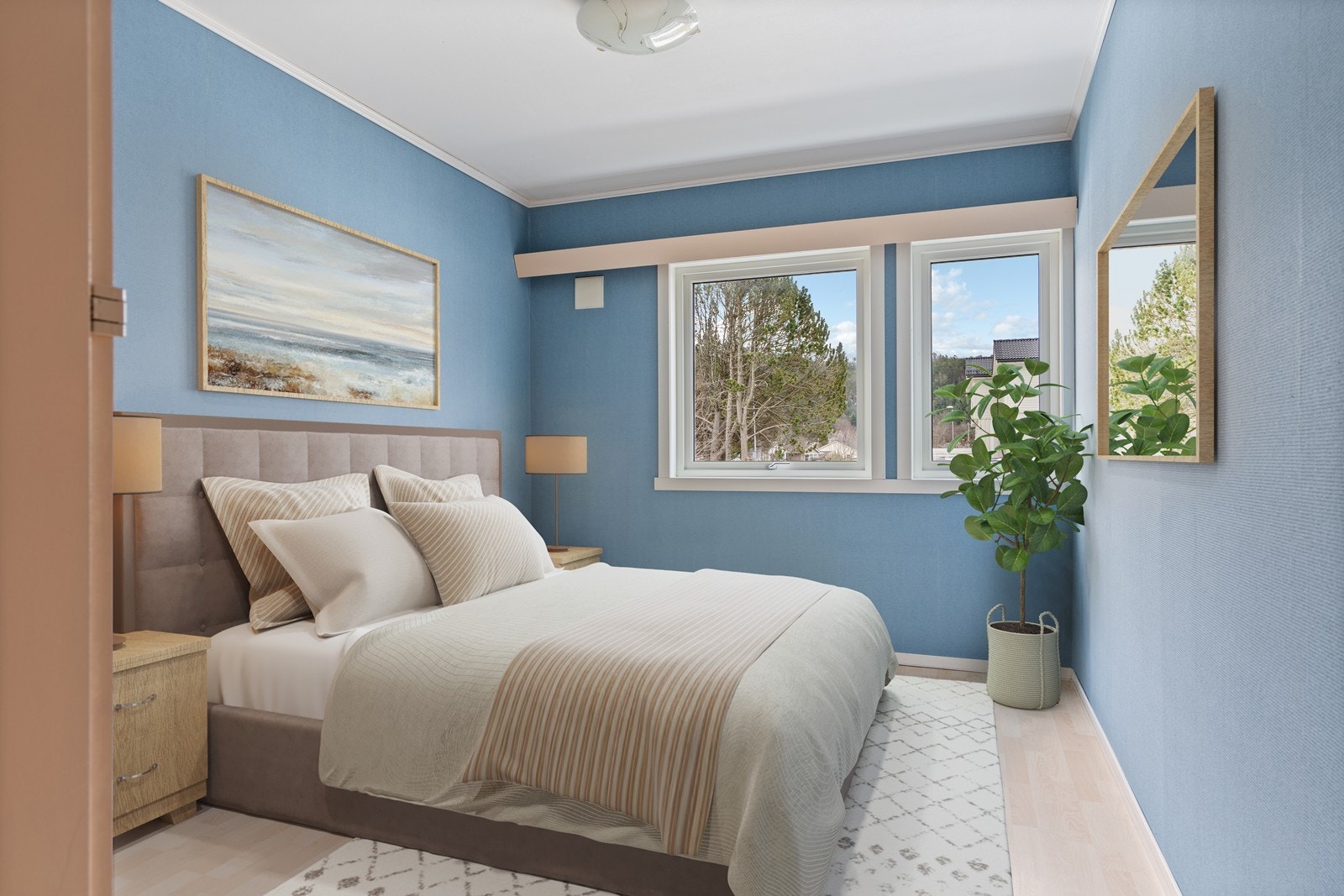 Hovedsoverom digitalt møblert Galleribilde