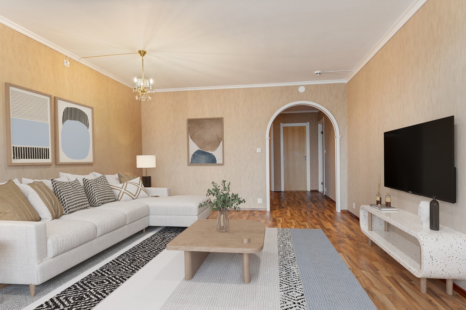 Stue er digitalt innredet Galleribilde