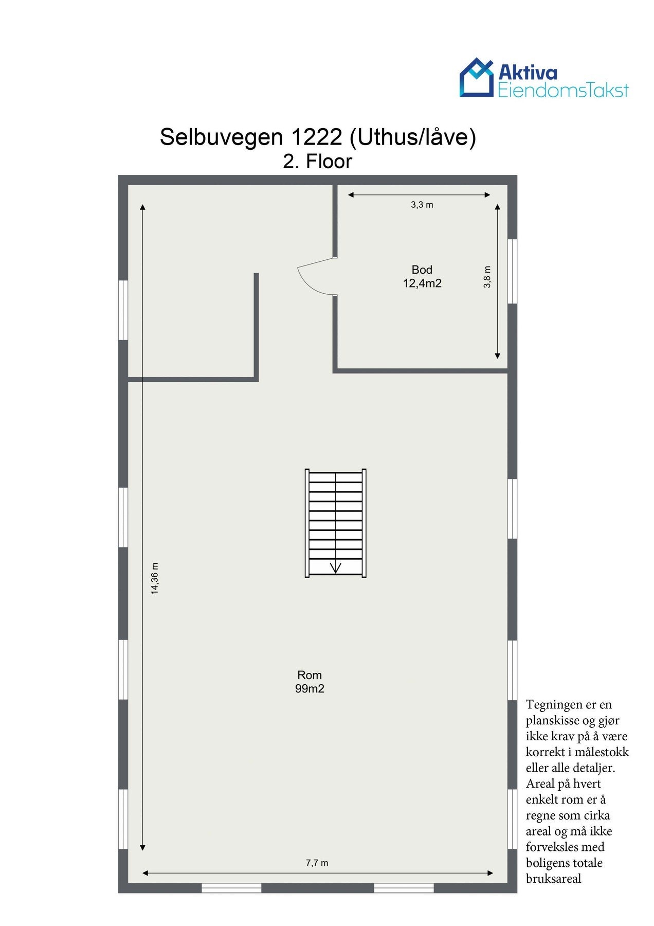 Plantegning 2. etasje låve/uthus. Galleribilde