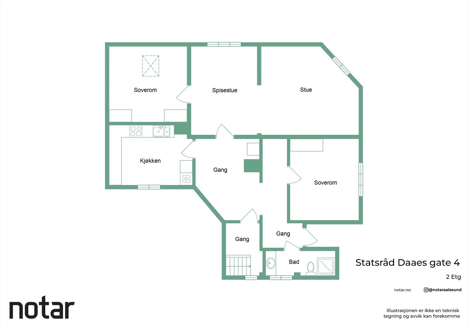 Planskisse av leiligheten Galleribilde