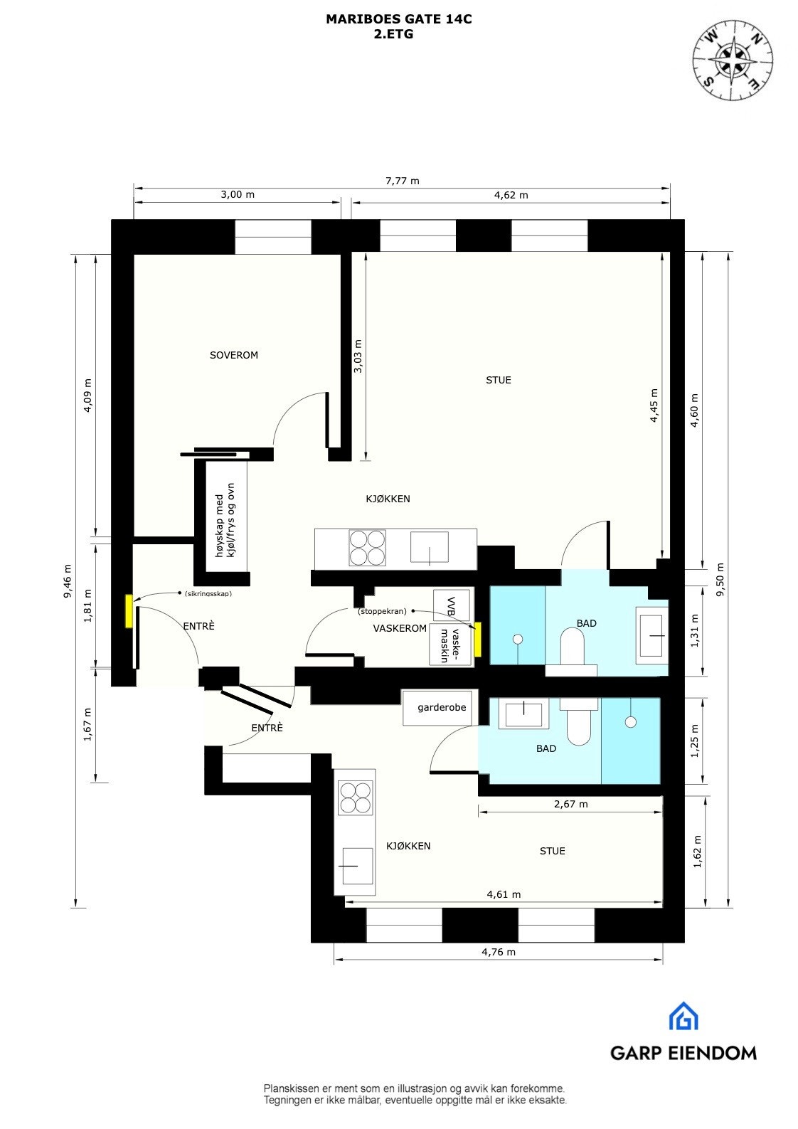 Plantegning. Planløsningen er gjennomgående og er særs godt utnyttet. Galleribilde