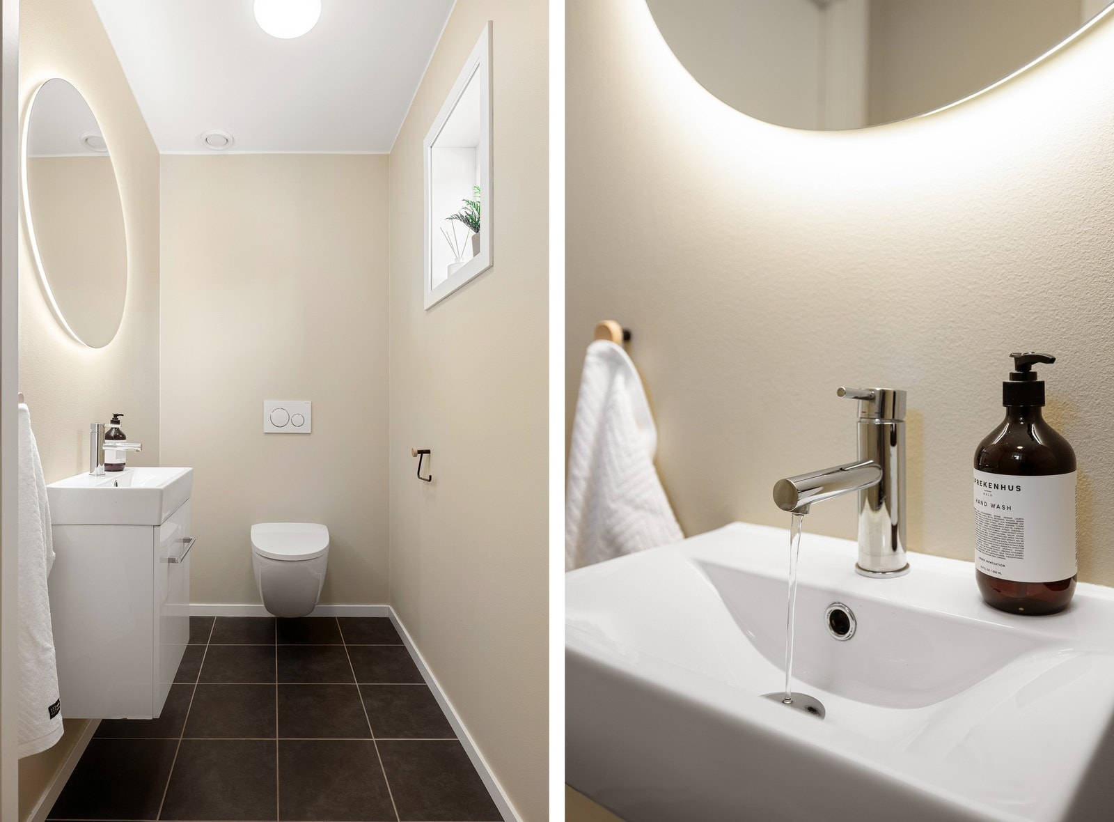 Toalettrommet måles til 2,1 kvm. - praktisk beliggende like ved entréen og i hovedetasjen! Galleribilde