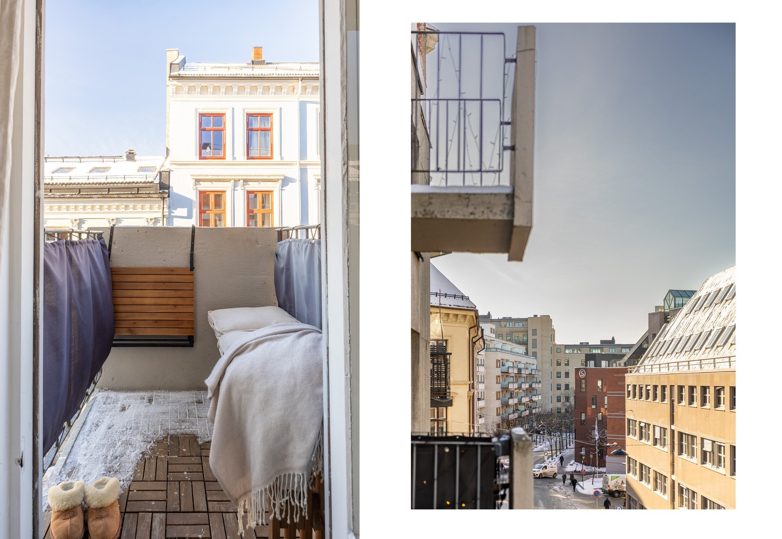 Utgang fra stue/kjøkken til solrik vestvendt balkong. Galleribilde