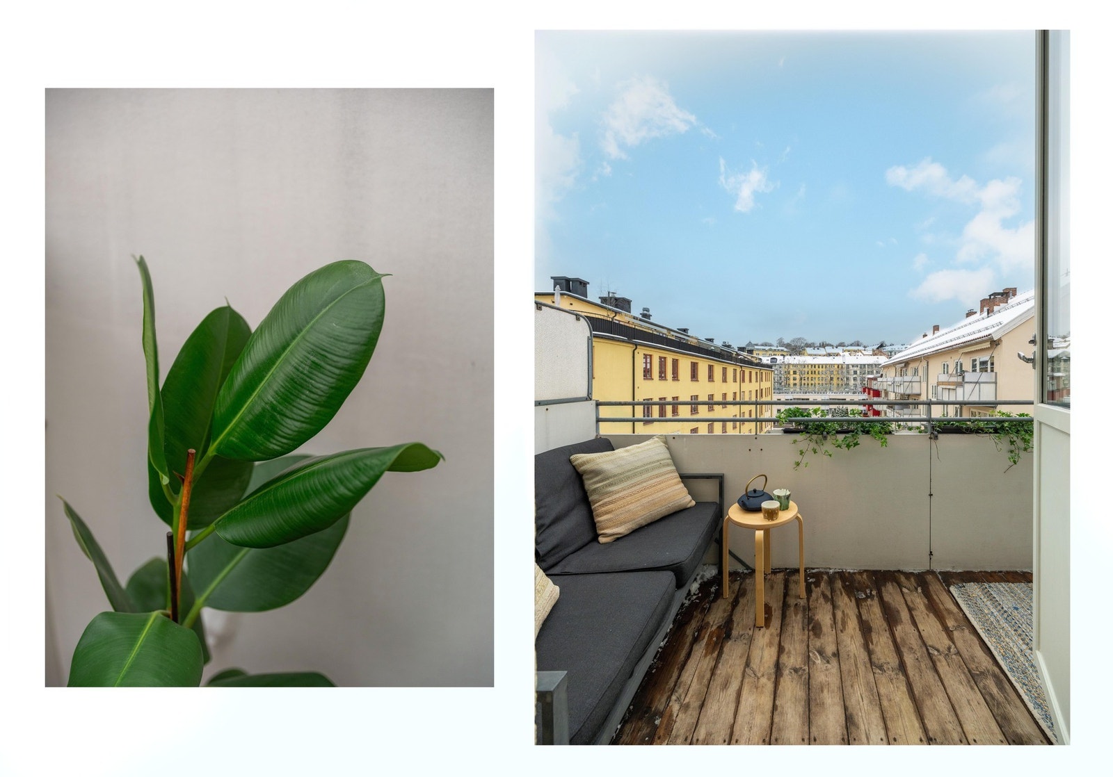 Herfra er det utgang til den nordvestvendte balkongen. Den interne beliggenheten gjør at det er fritt utsyn og svært lite innsyn. Galleribilde