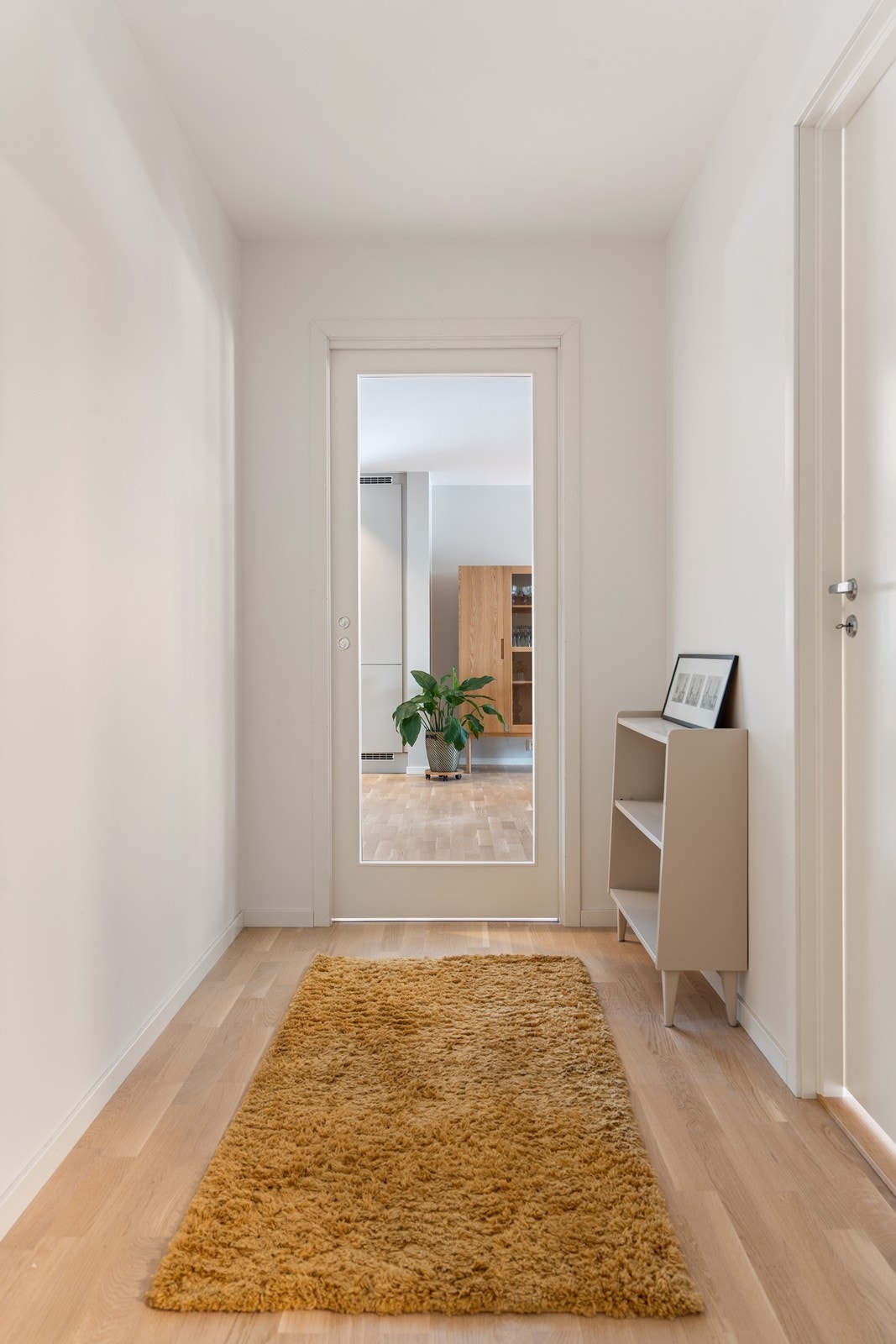 Skyvedør med glass fra gang til stue/kjøkken. Galleribilde