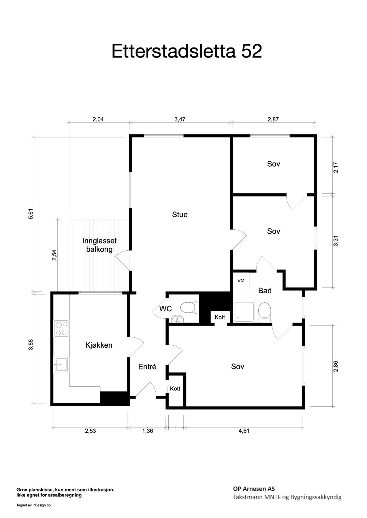 Plantegning med mål. Galleribilde