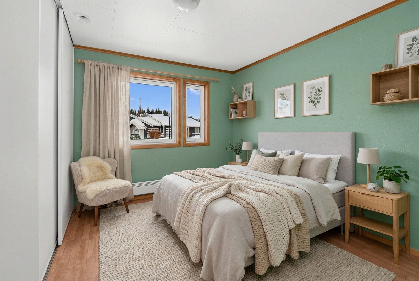 Digitalt møblert soverom Galleribilde