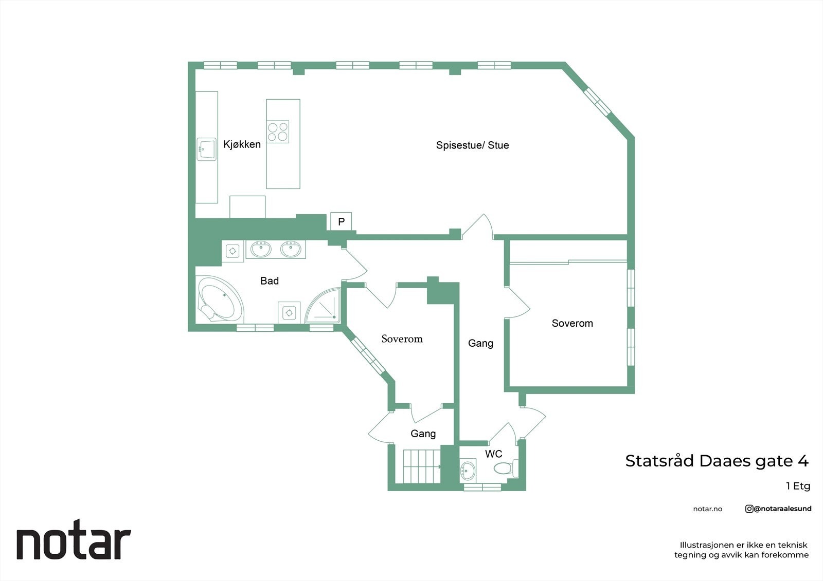 Planskisse av leiligheten Galleribilde