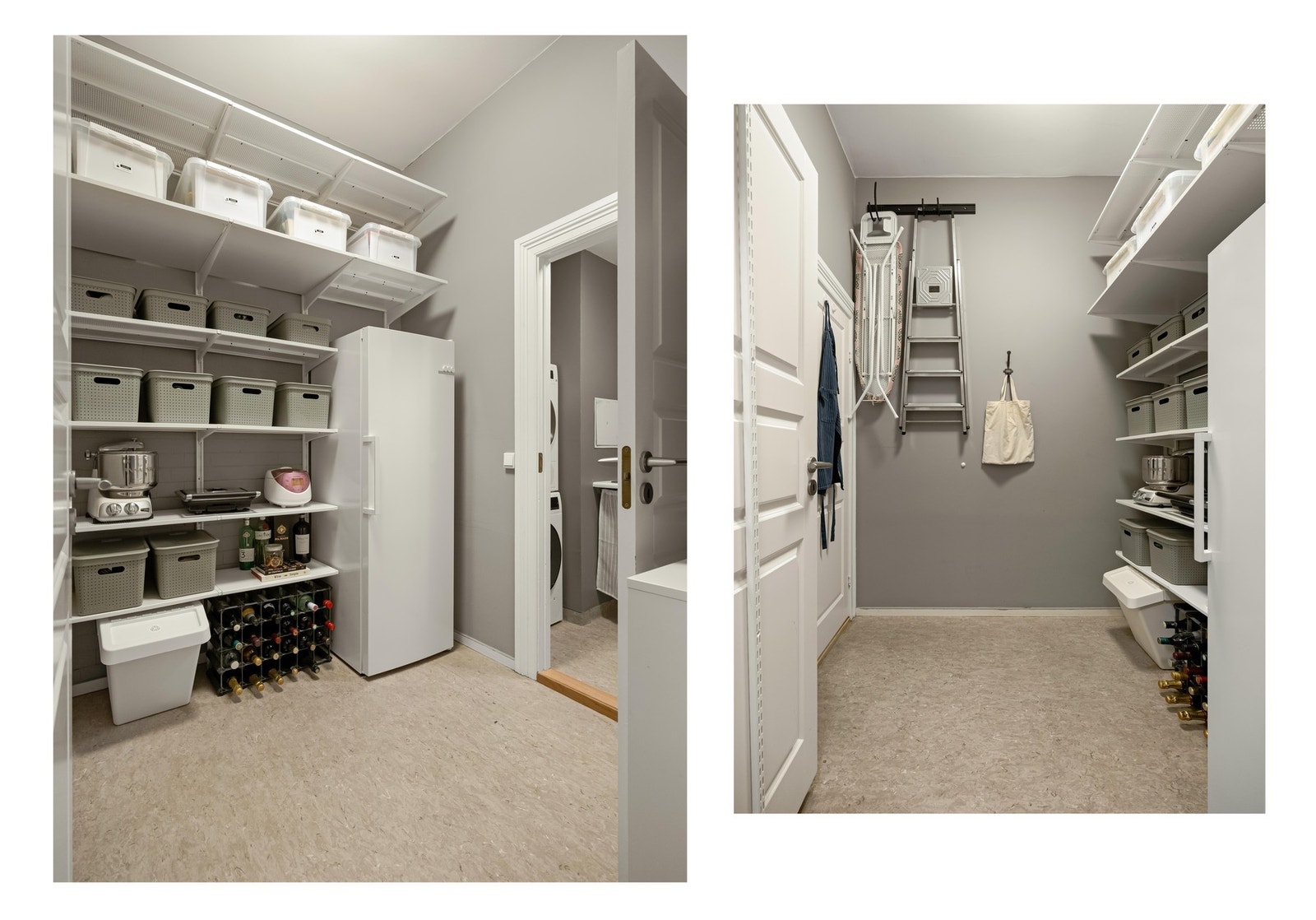 Igjen - se så praktisk boden er! Takhøyden er utnyttet skikkelig bra til hyllesystemer og lagring. Galleribilde