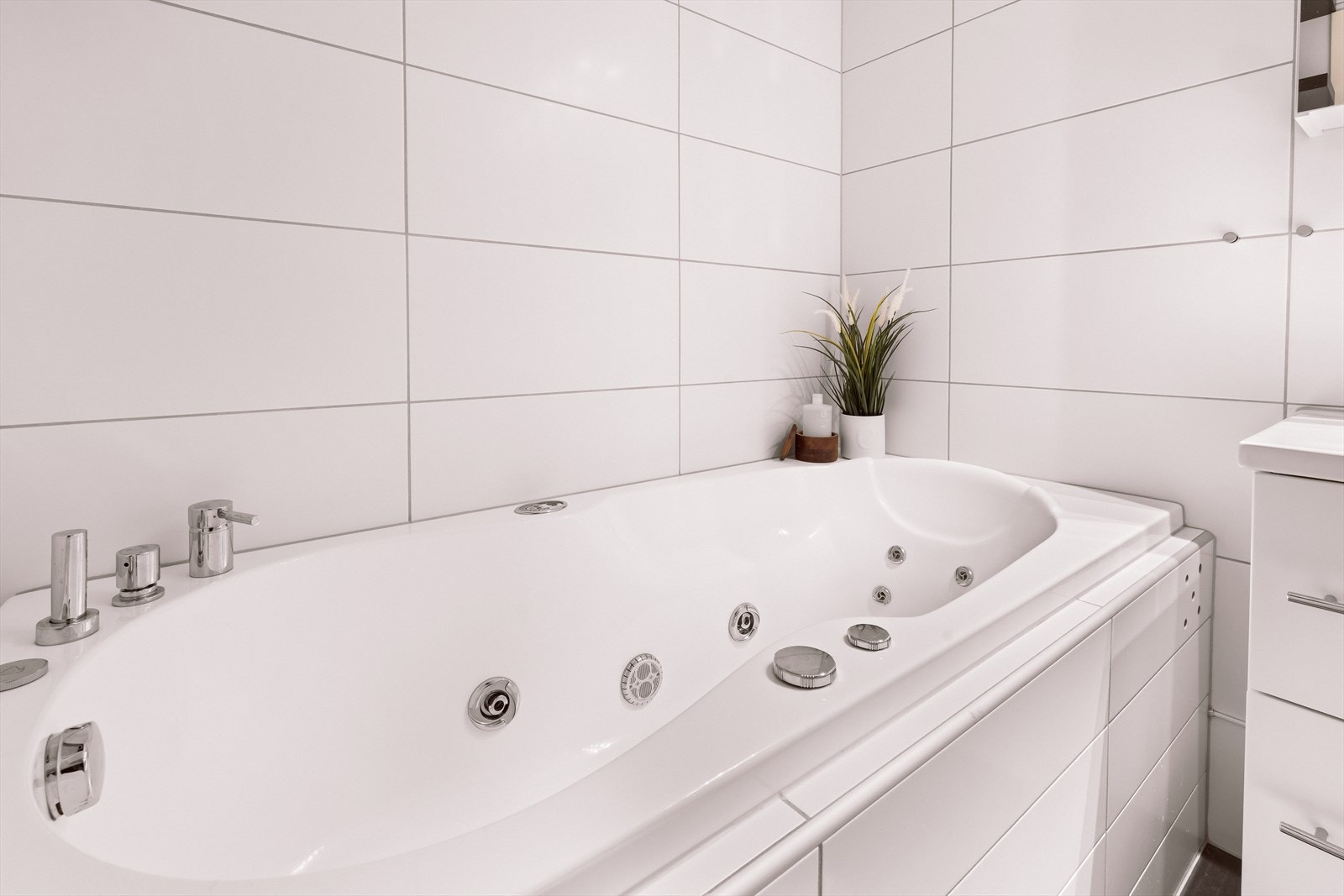 Kottet i gangen har opplegg for vaskemaskin. Galleribilde