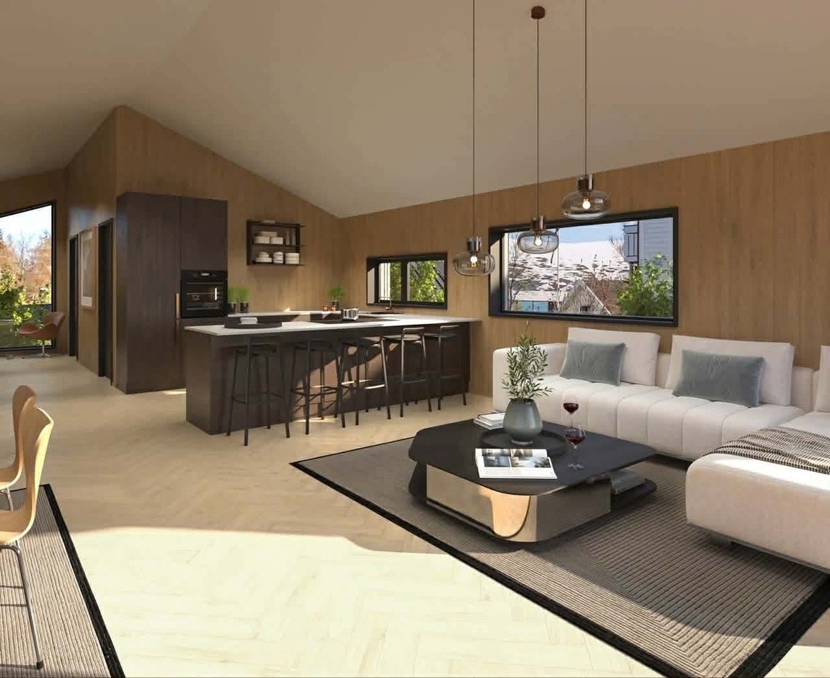 Kjøkken av høy kvalitet, god takhøyde og lekre materialvalg. Galleribilde