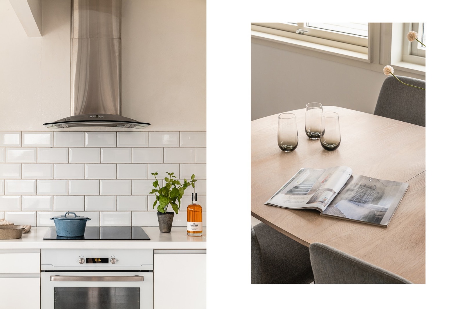 Av integrerte hvitevarer finner man stekeovn, platetopp, vegghengt ventilator og oppvaskmaskin Galleribilde