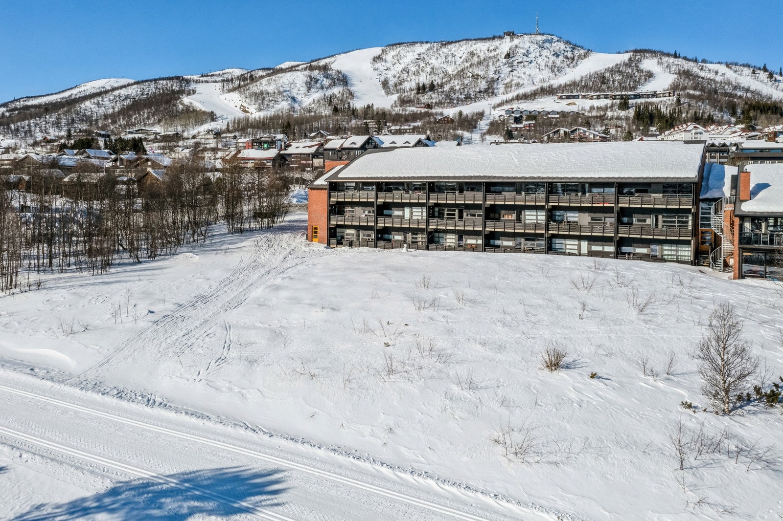 Det er umiddelbar ankomst til skiløyper og turstier i området. Geilotoppen i horisonten med alpinalegg Galleribilde