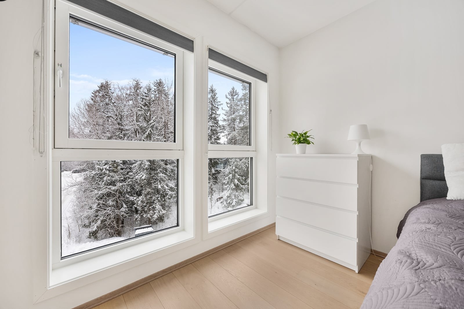 Vinduene i tre med utvendig metallbelagning slipper inn godt med lys. Galleribilde