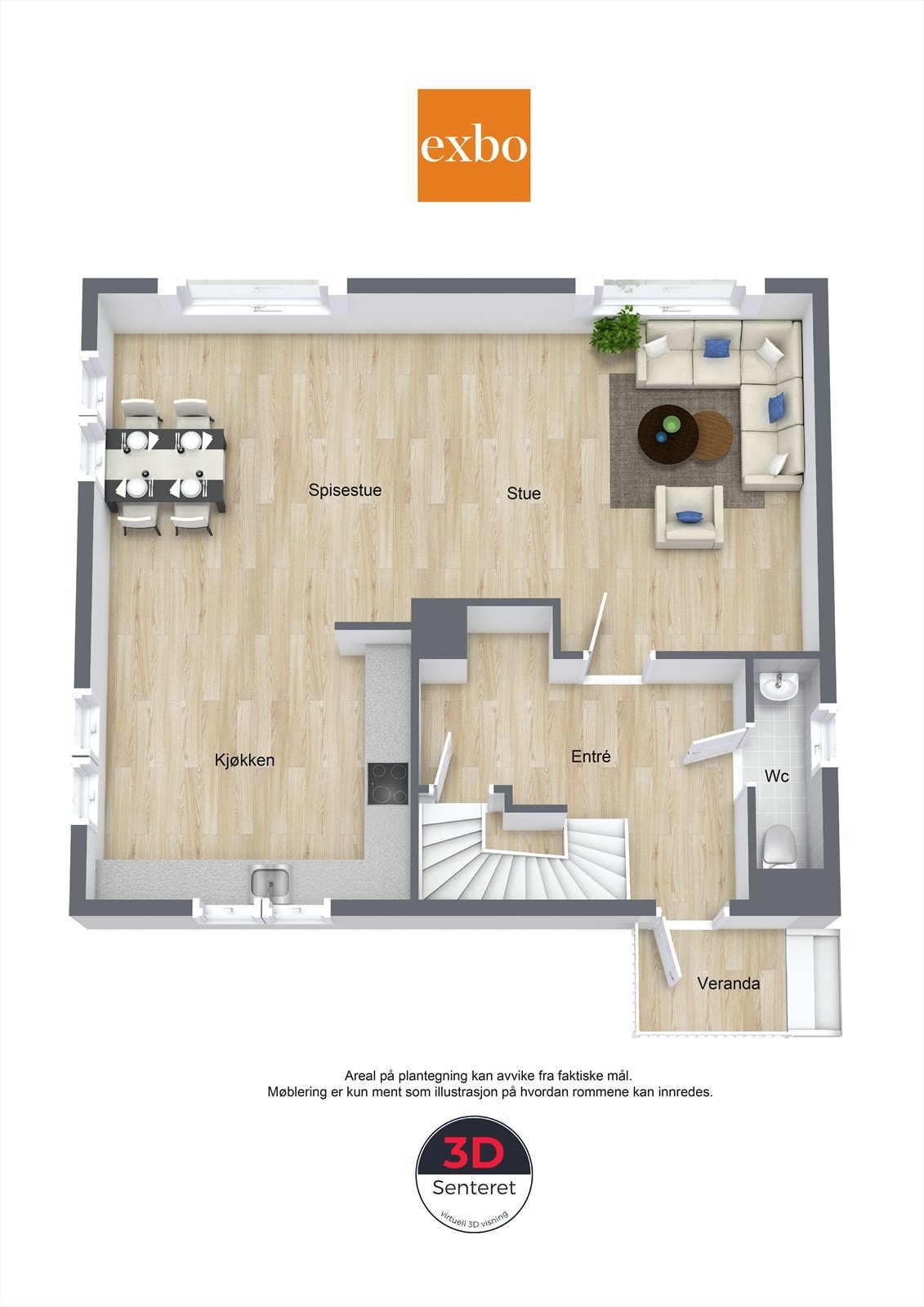 Plantegning hovedetasje. Galleribilde