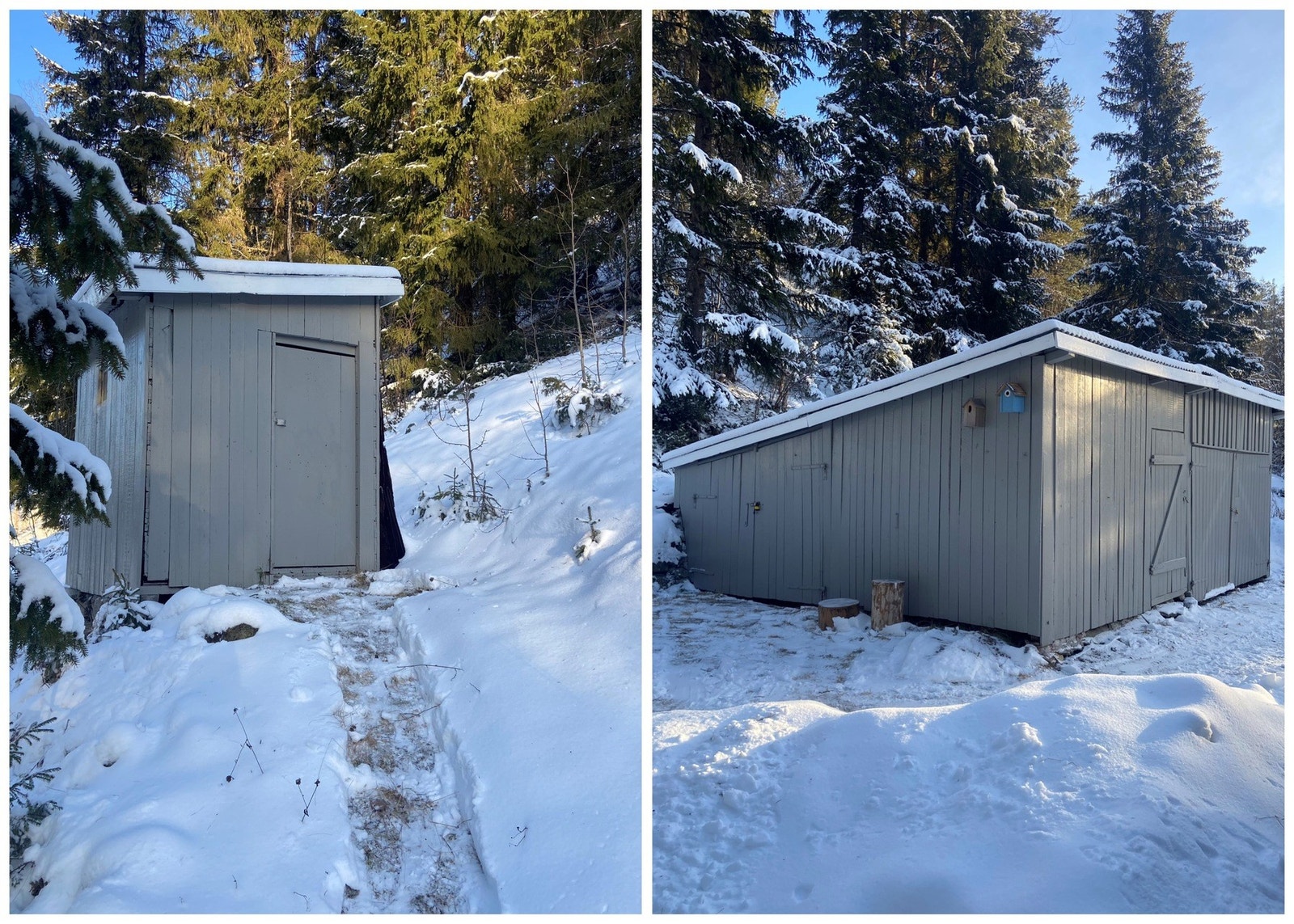 I tilegg til hytta er det en garasje og utedobygning. Galleribilde