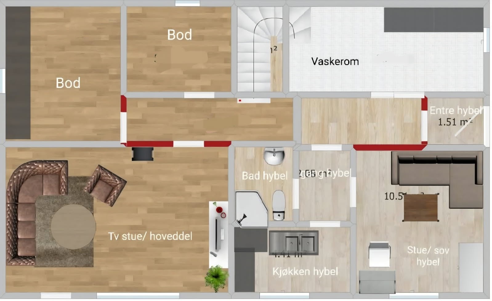 Alternativ plantegning fra selger - hybel underetasje. Alternativ 1 etasje(ikke oppmålt) Galleribilde