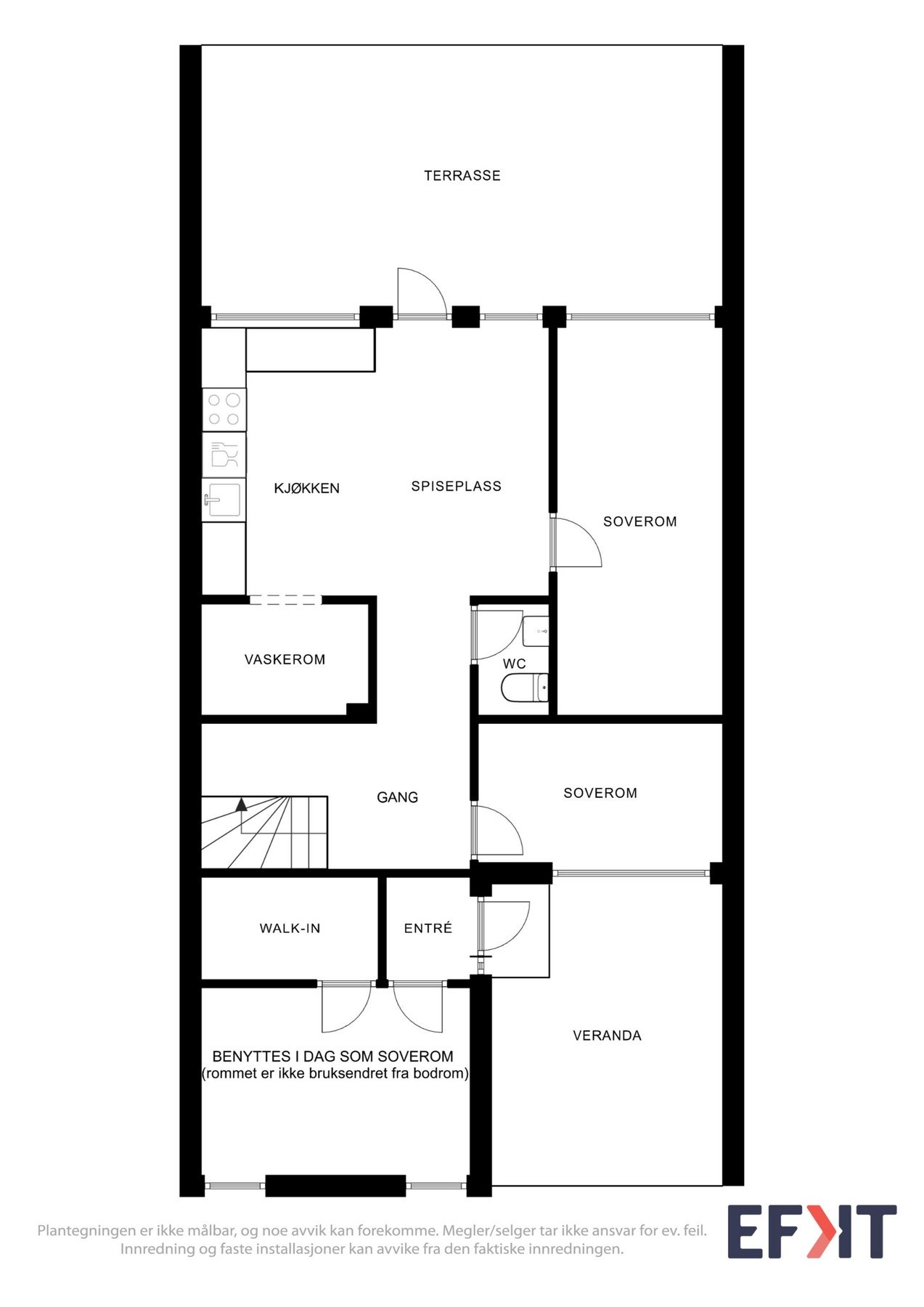 Plantegning som viser boligens 1. etasje. Galleribilde