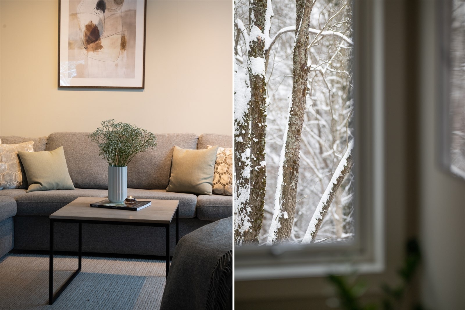 Rommet er av svært god størrelse med store vindusflater på to sider og hyggelig utsyn mot marka. Galleribilde