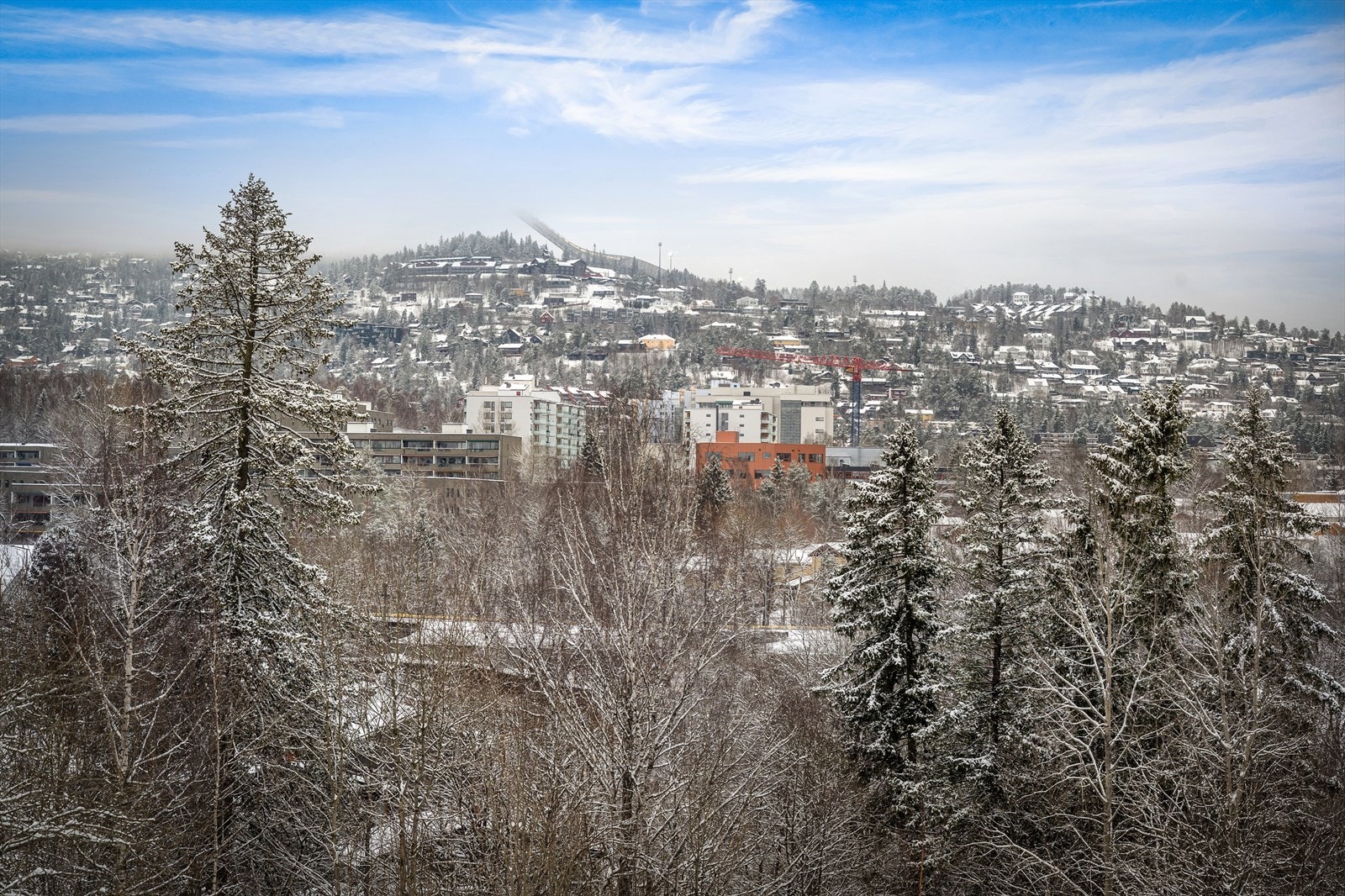 Balkongen vender mot grønt og frodig fellesområde, med fritt og åpent utsyn. Galleribilde