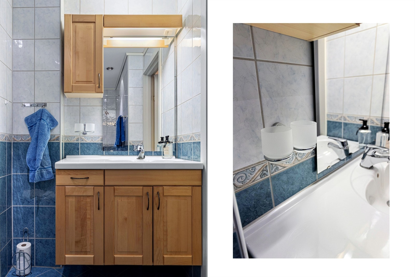 Rommet er flislagt og har elektrisk gulvvarme. Galleribilde