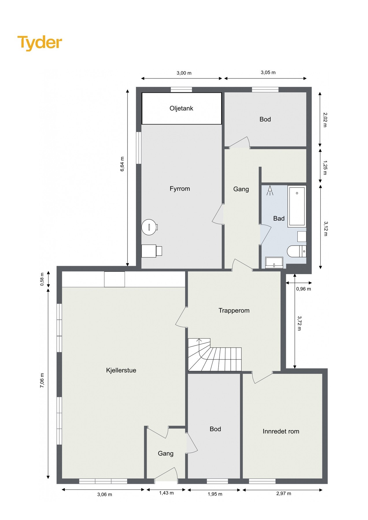 Plantegning Urds vei 1, underetasje Galleribilde