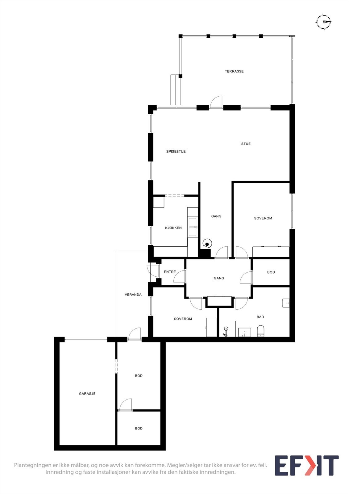 Planløsningen er arealeffektiv og samler alle hovedfunksjoner på ett plan. Galleribilde