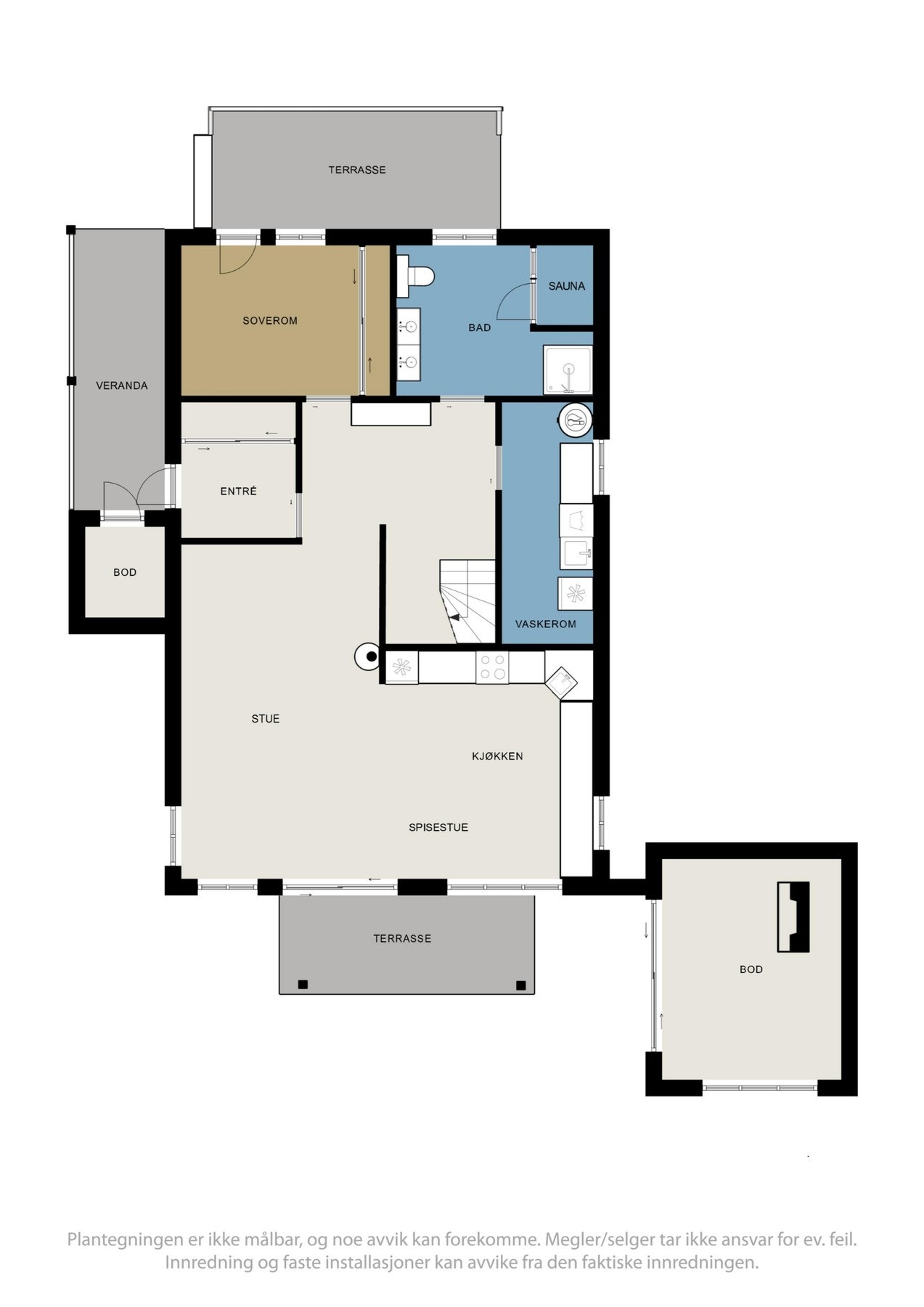 I hovedetasjen har du alt du trenger: entre, stue, kjøkken, soverom og bad Galleribilde