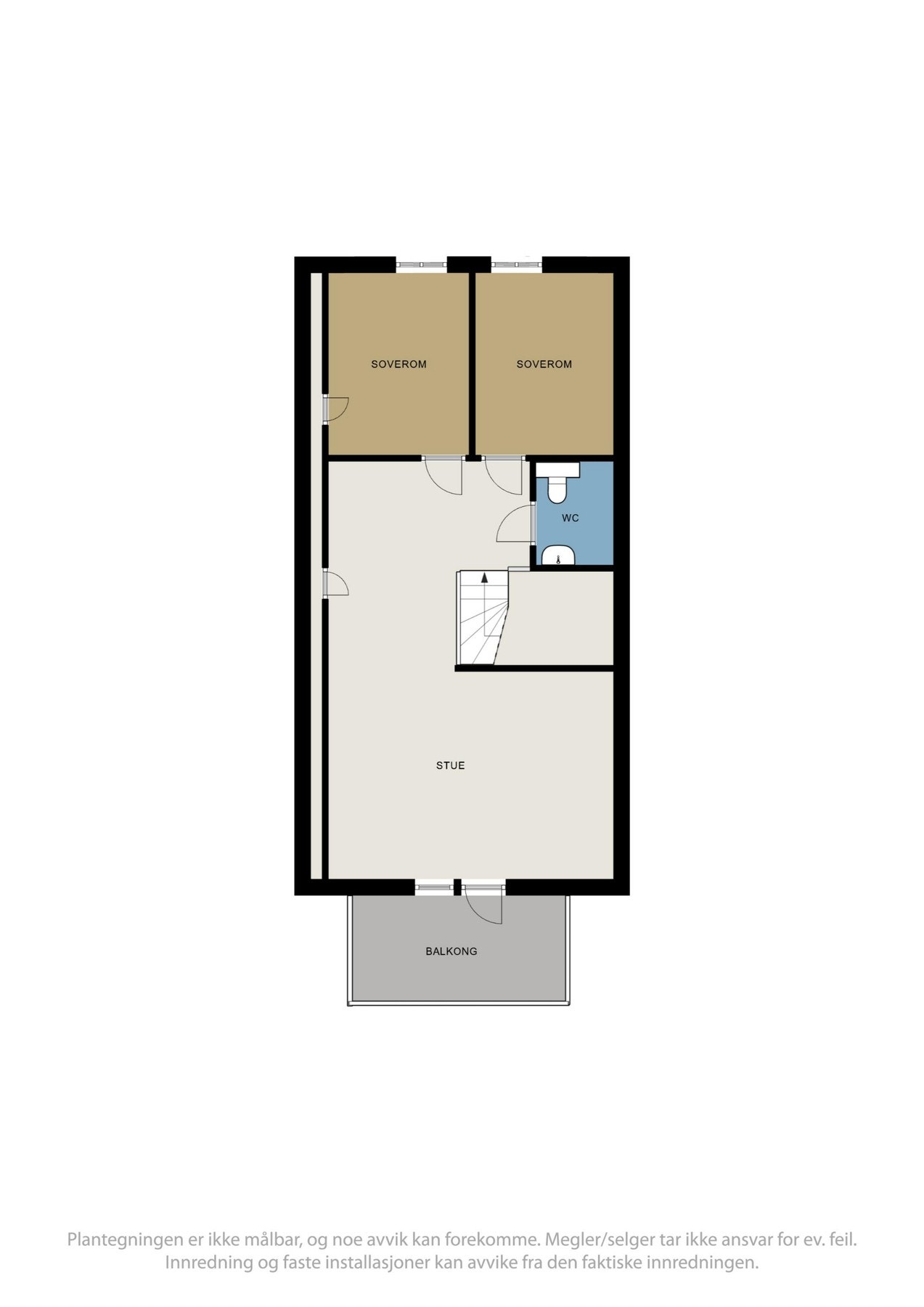 2. etasje har to soverom, wc og stor stue Galleribilde