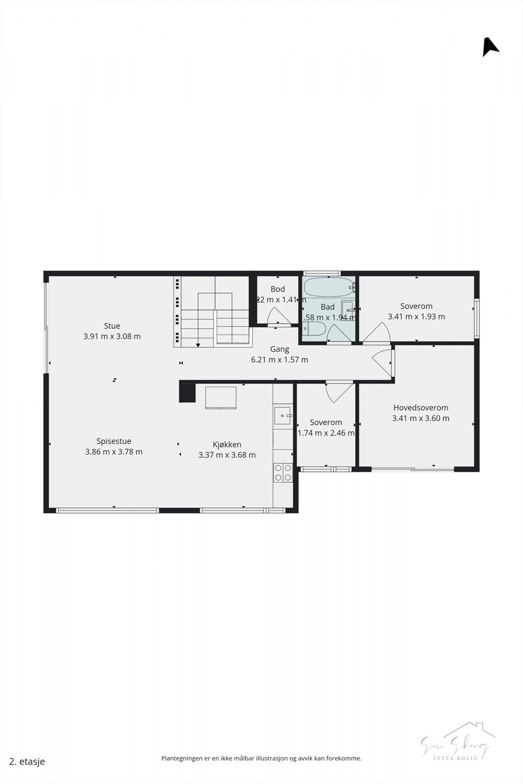 Plantegning i 2D av 2.etg. Galleribilde