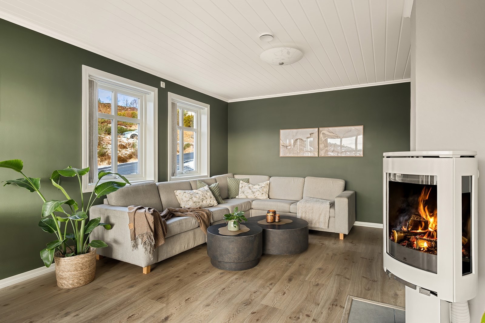 Peisovnen er selve hjertet i rommet og bidrar til å varme opp både rom og stemning. Galleribilde