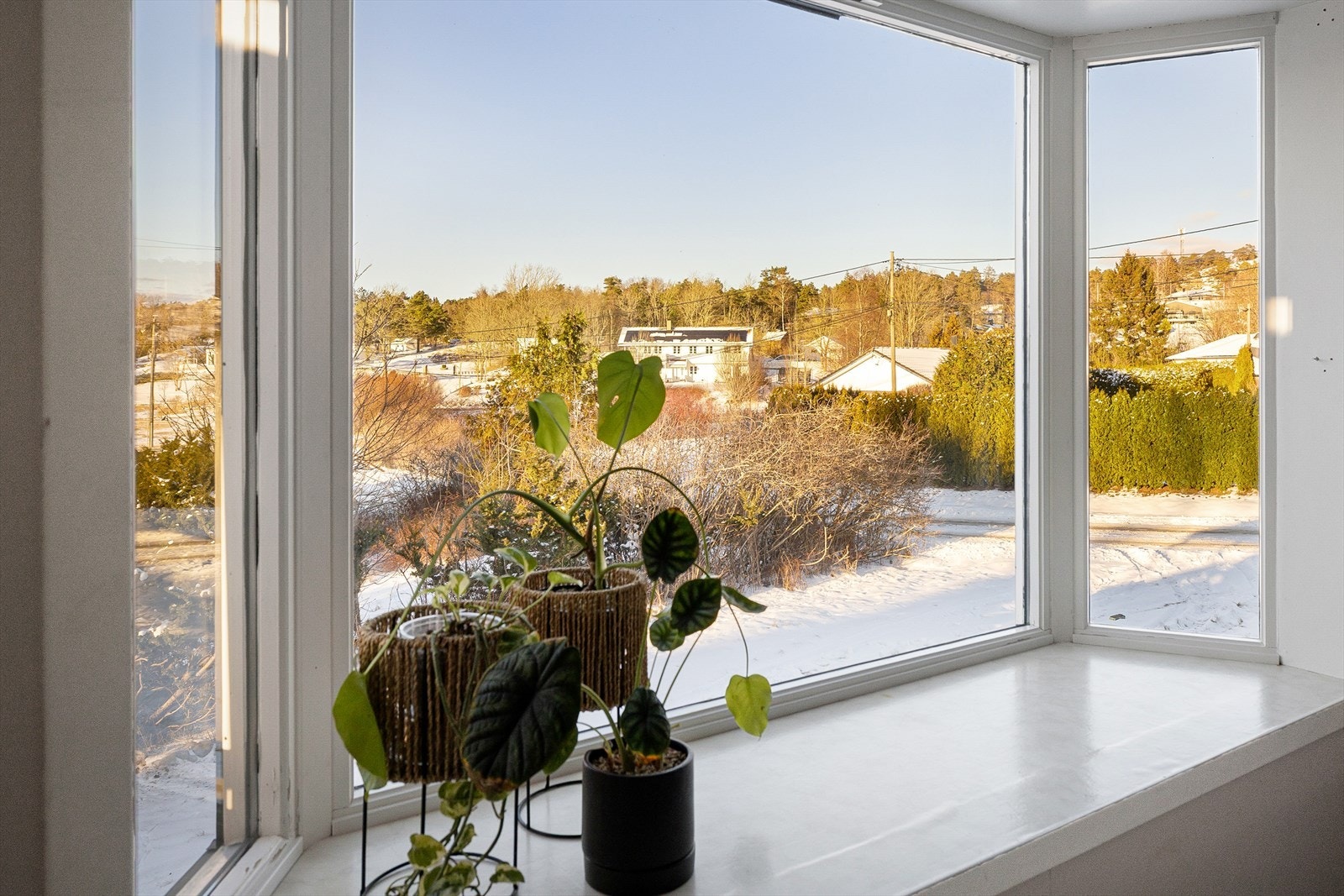 Vinduene slipper lys inn fra alle kanter, og dagligstuen har fordelen av et karnapp som gir en lyskupeleffekten. Galleribilde