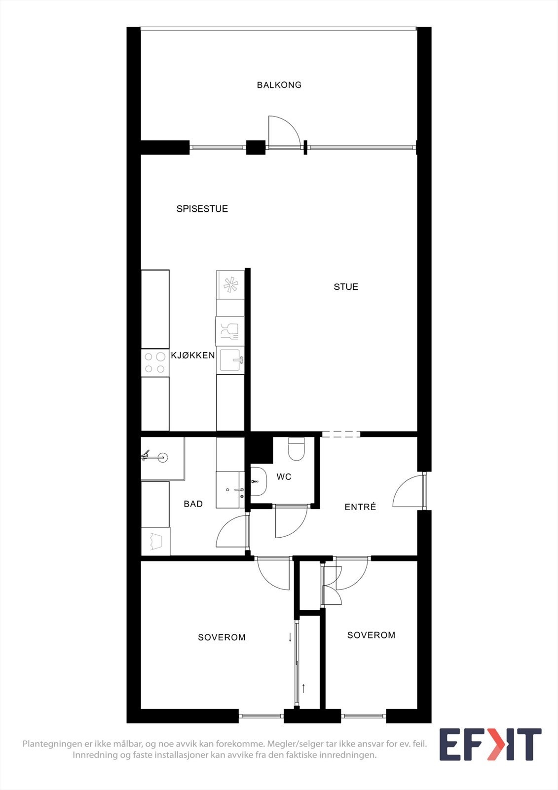Arealeffektiv planløsning på 72 m² . En bod på 6,6 m² i kjelleren medfølger. Galleribilde