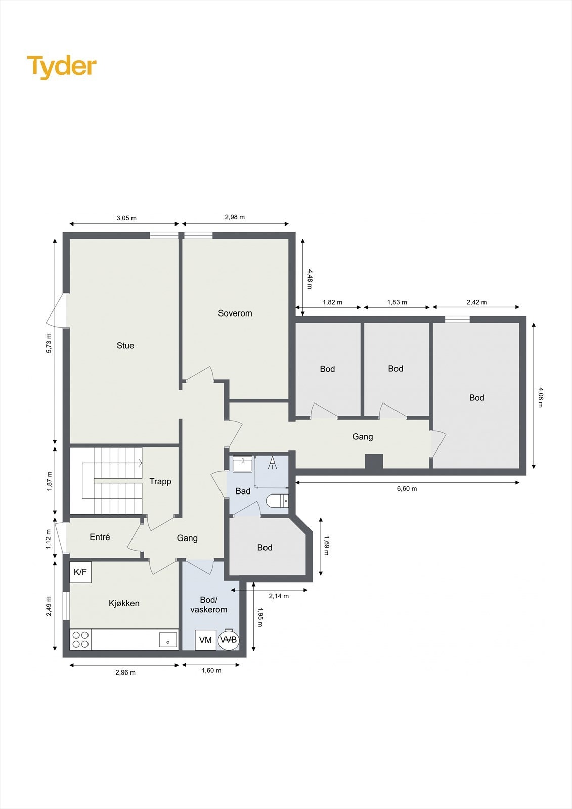 Underetasje - boder og utleiedel. Galleribilde