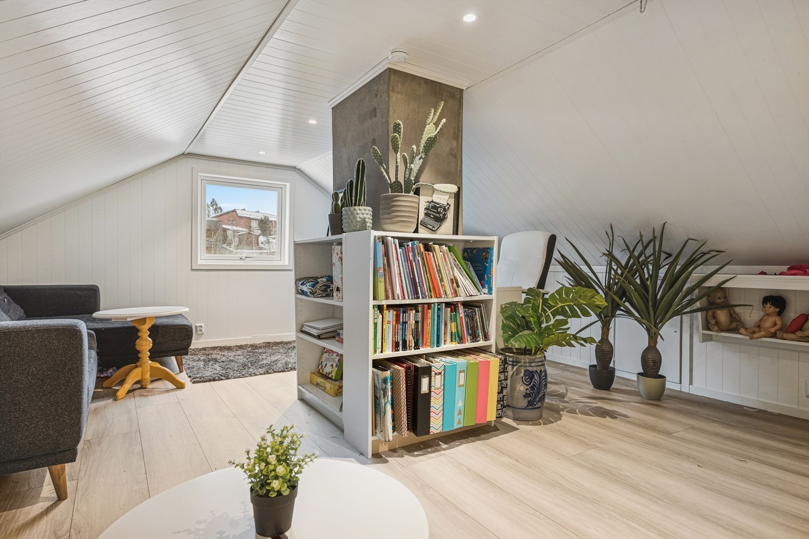 Flott loftstue med god plass for en trivelig sofakrok og tv. Galleribilde