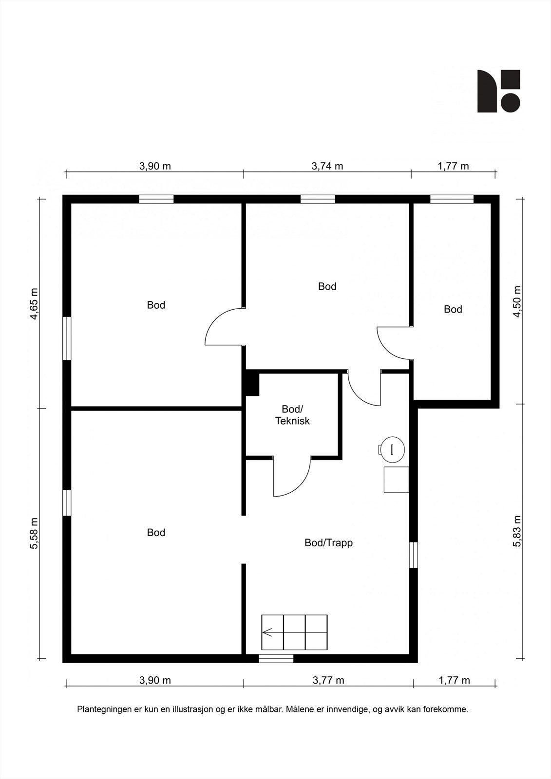 Plantegning kjeller. Galleribilde