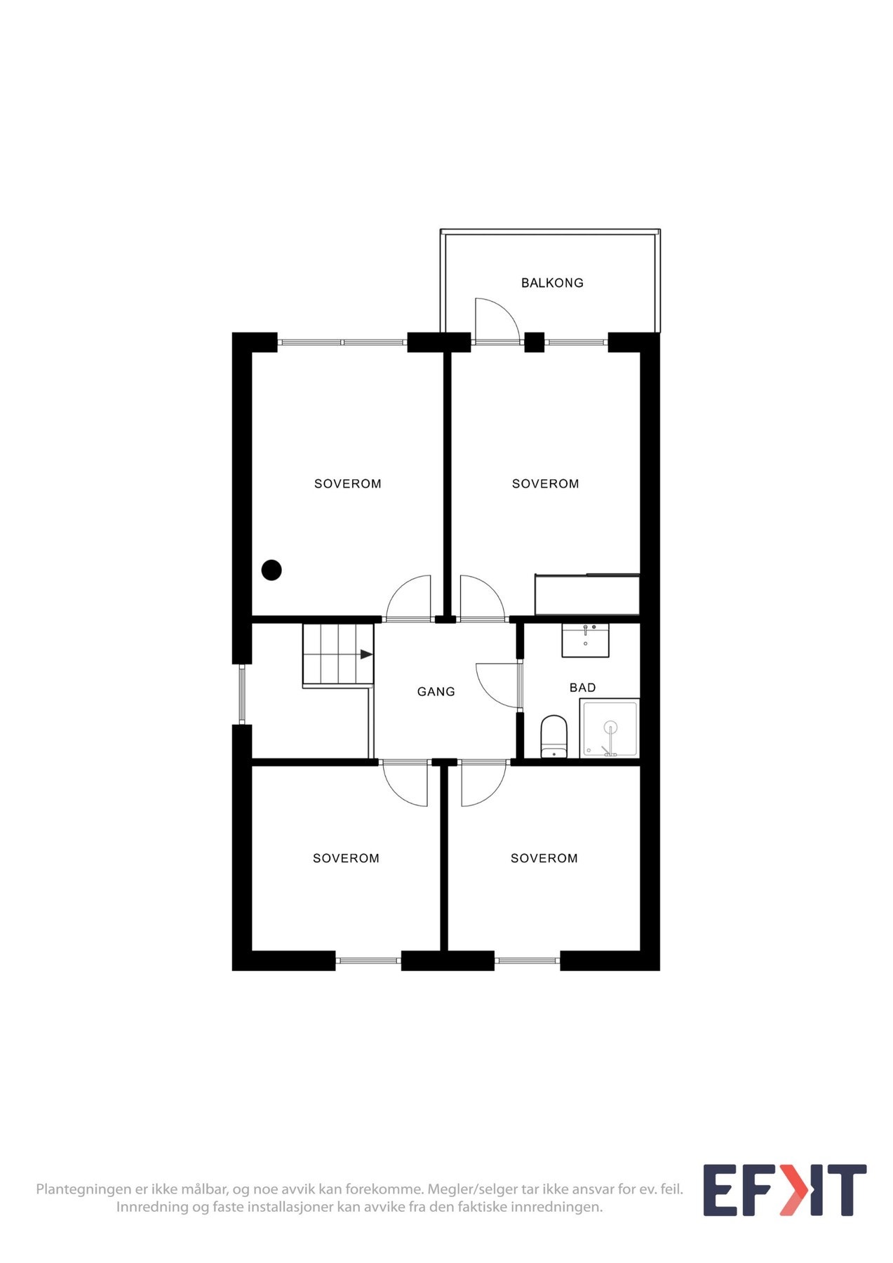 Boligens planløsning 2.etasje. Galleribilde