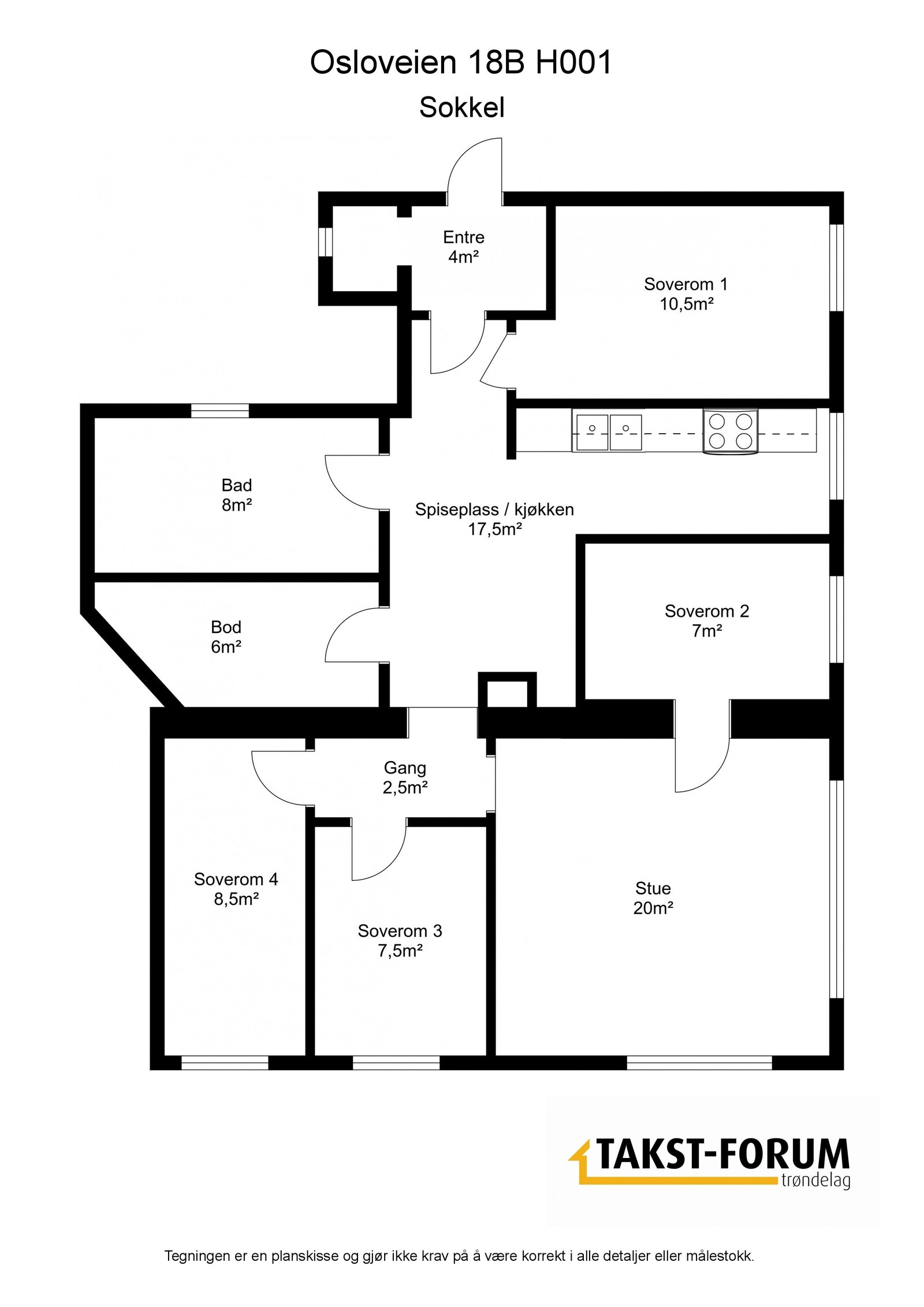 Plantegning over leiligheten. Galleribilde