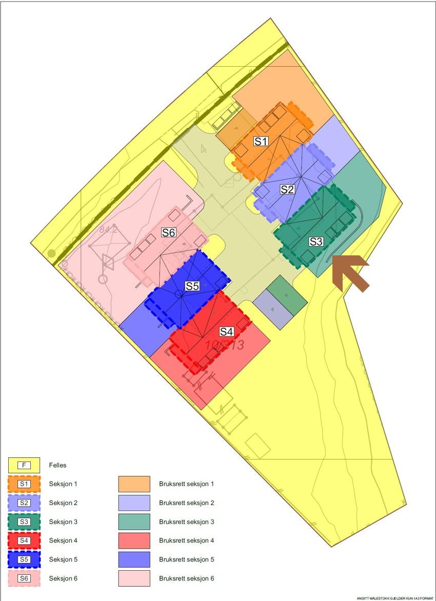 Boligen markert i situasjonsplan. Galleribilde