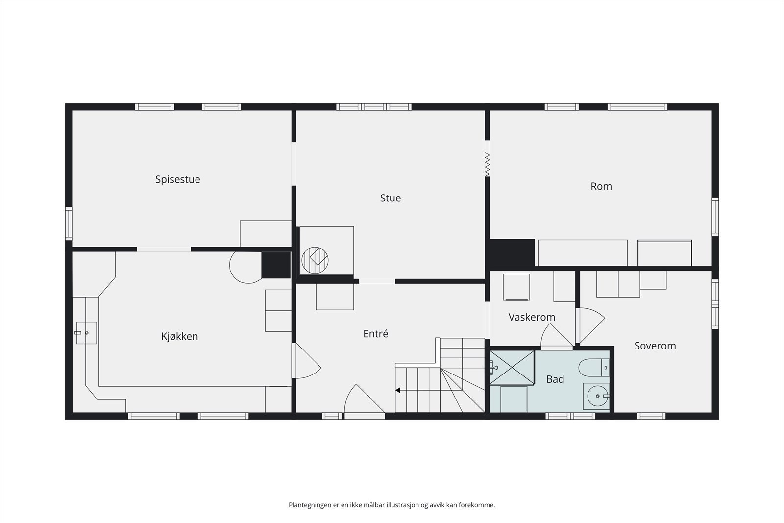 Plantegning, Våningshuset i 1. etg. Galleribilde