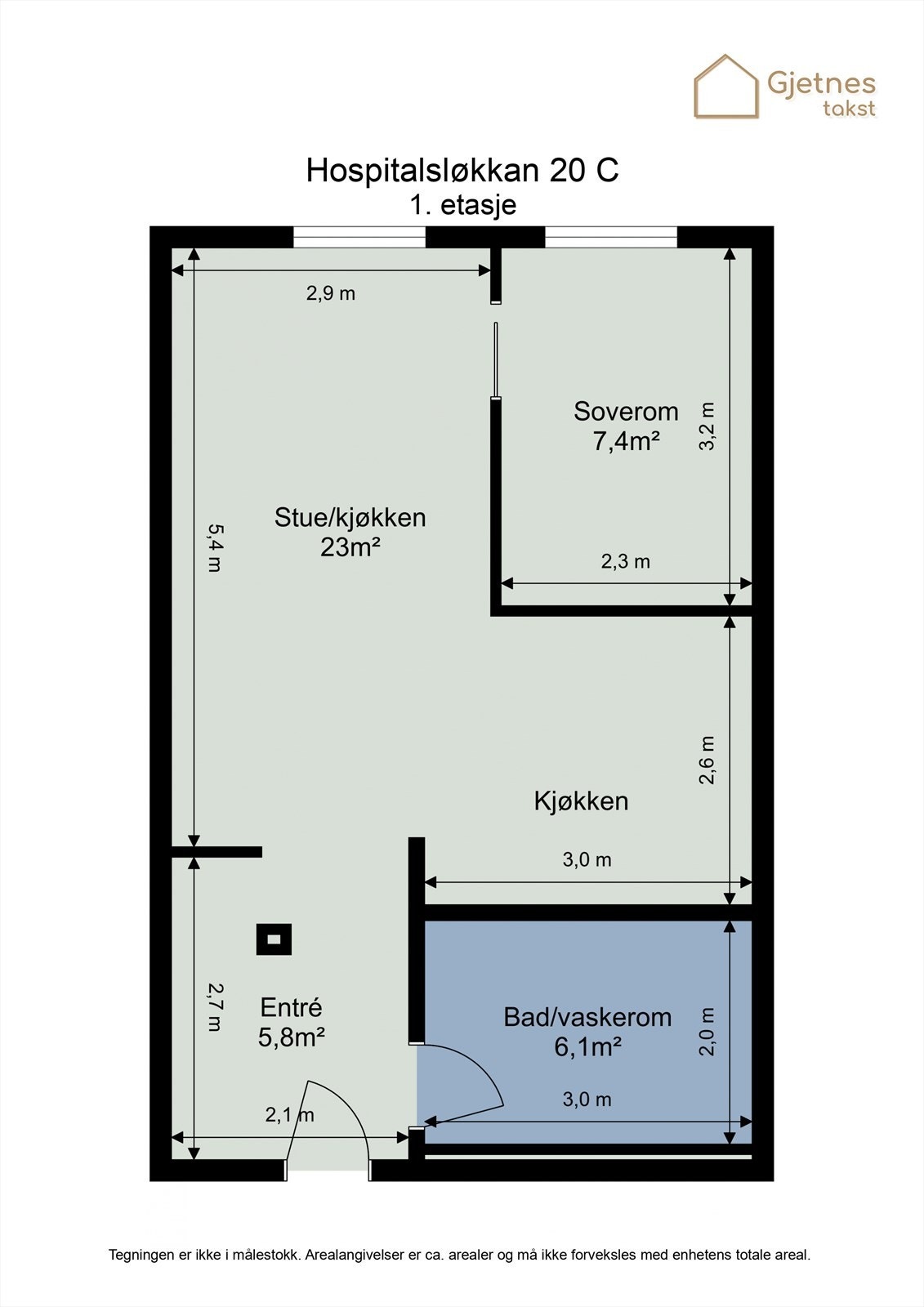 Planløsning. I tillegg disponerer man en bod på 6 m² nede i kjelleren. Galleribilde