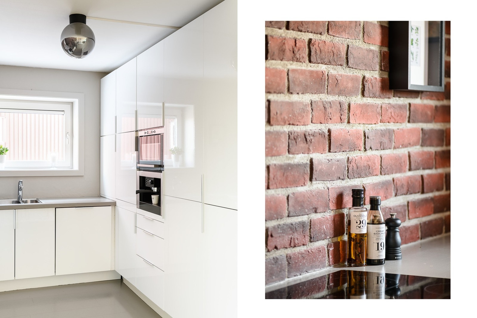 Innredningen fra IKEA har slette fronter og integrerte hvitevarer, inkludert komfyr og kaffe/ espressomaskin m/steamer (IKEA). Galleribilde