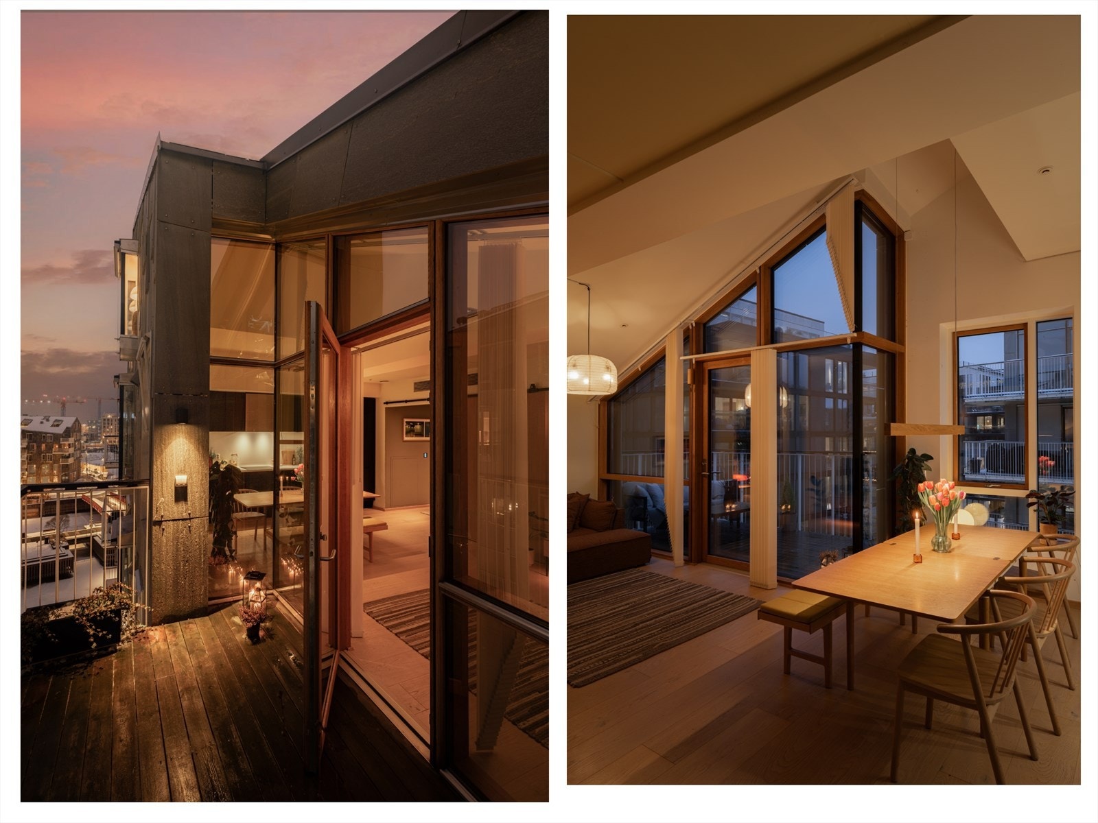 Arkitekturen videreføres i interiøret med rene linjer, gode lysforhold og materialvalg som gir en rolig, eksklusiv helhet. Galleribilde