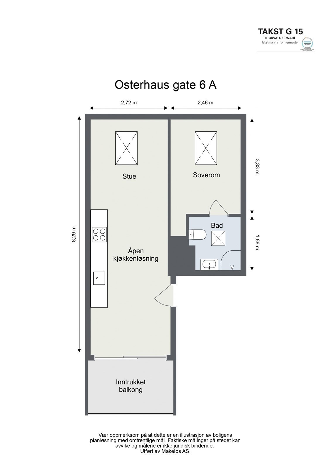 Plantegning av leiligheten som ligger fint til i 4. etasje. Galleribilde