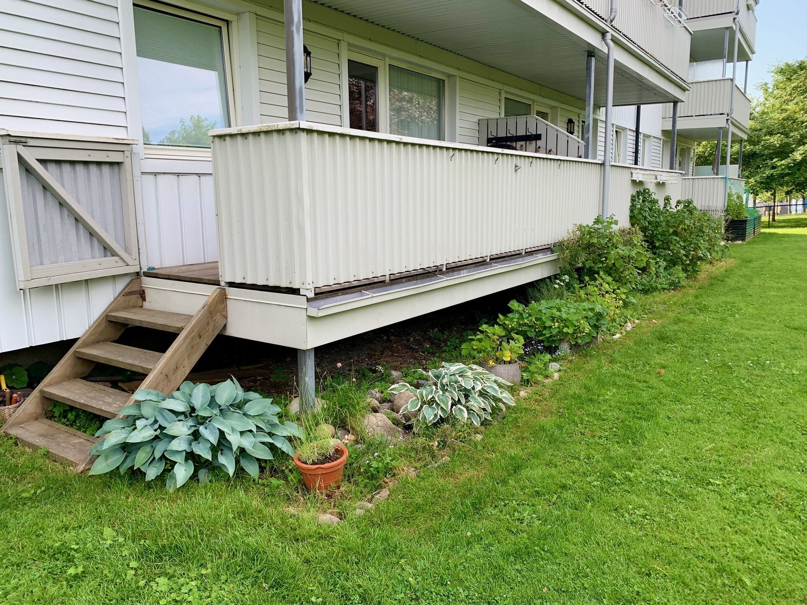 I hagen er det anlagt et eget blomsterbed med bærbusker og planter. Galleribilde