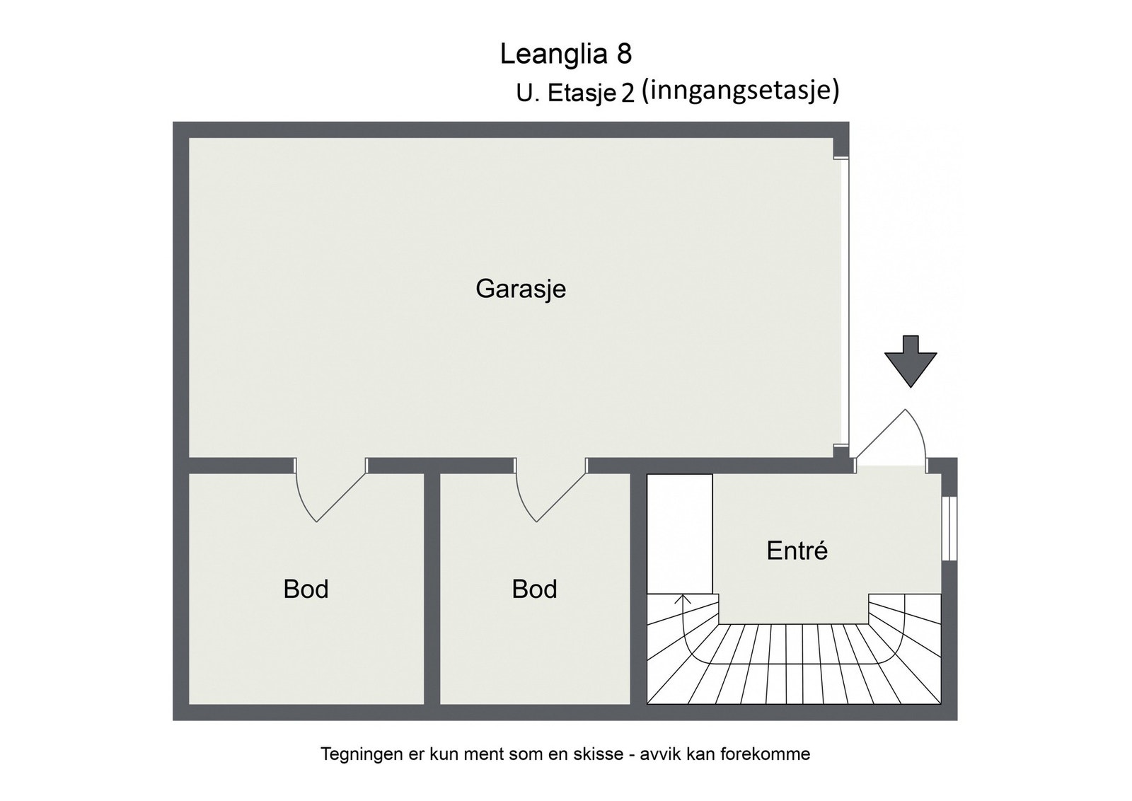 Omtrentlig planskisse, nederste etasje Galleribilde