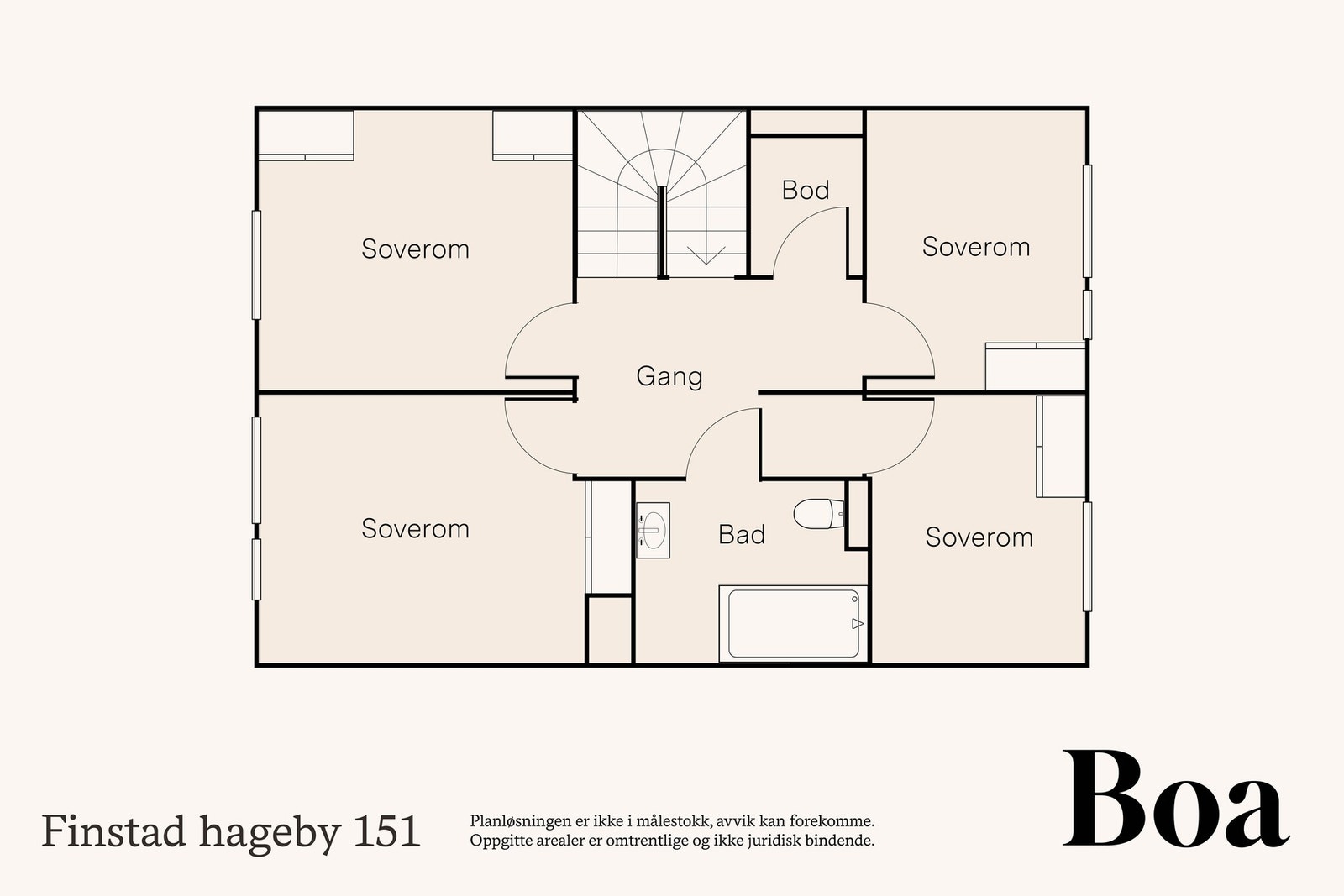 2. etasje: Fire soverom, bad og bod. Galleribilde