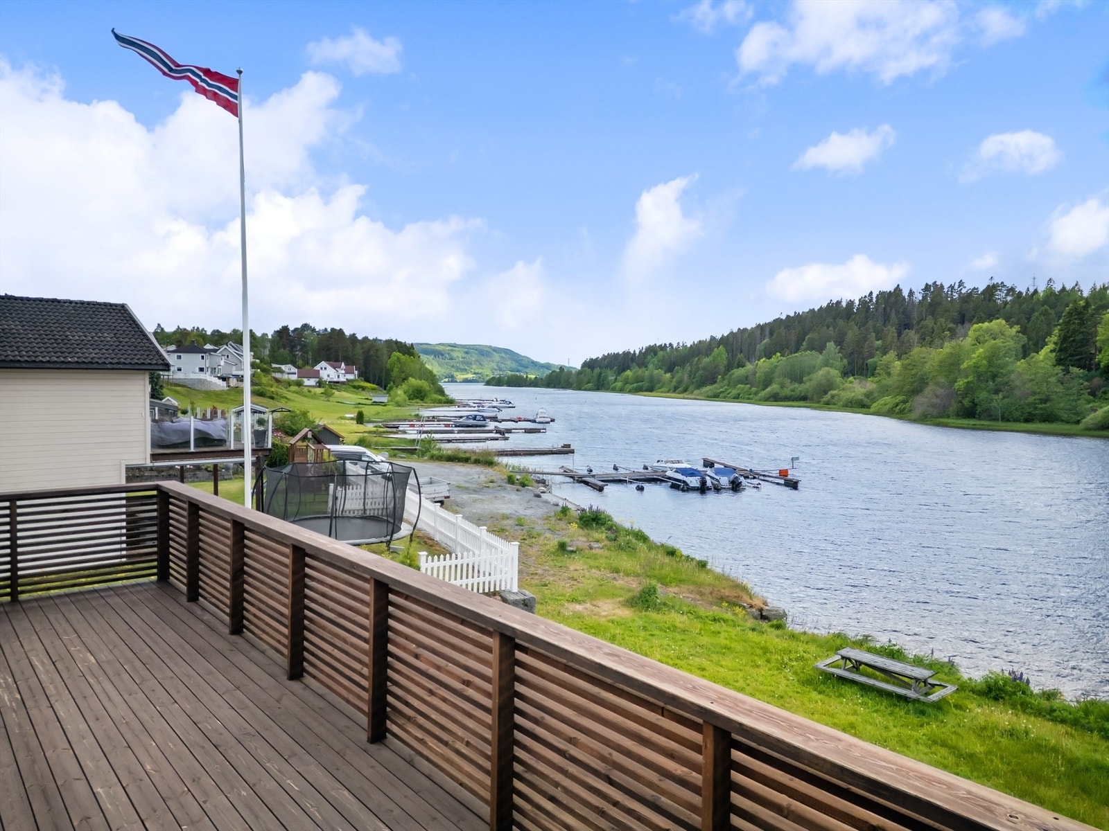 Muligheter for både soling, bading og fiske da huset er under 30 meter fra vannet Galleribilde