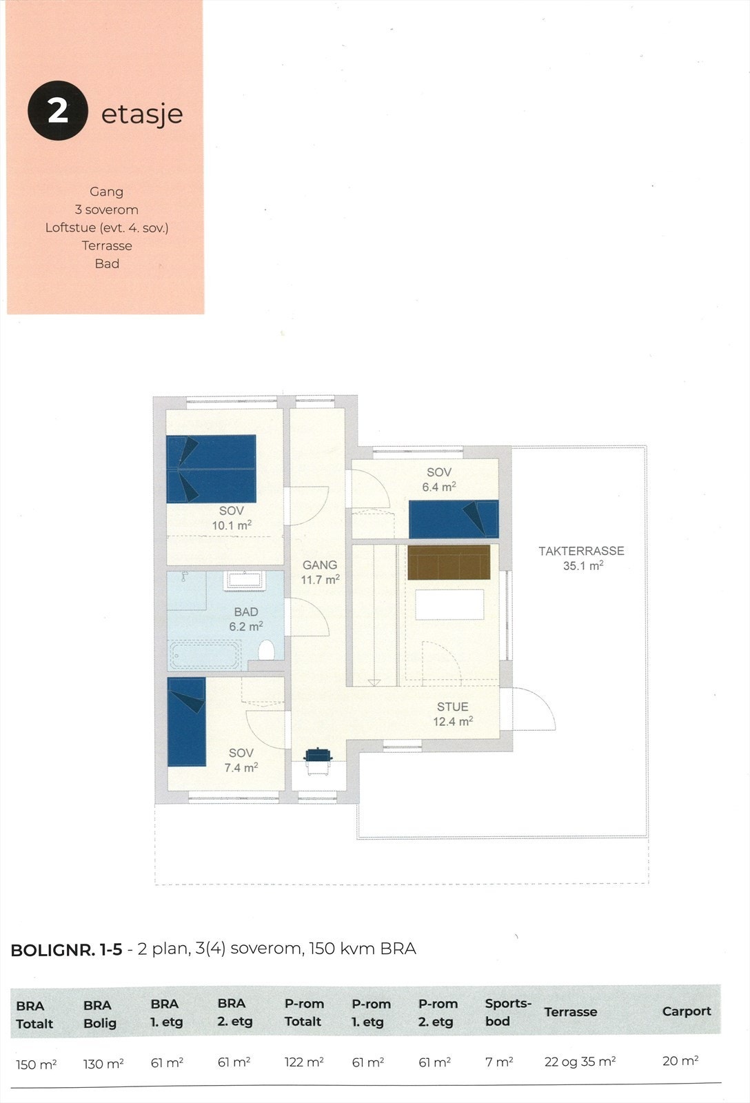 Salgstegning opprinnelig - Plan 2. Stue kan alternativt omgjøres til eget rom. Galleribilde