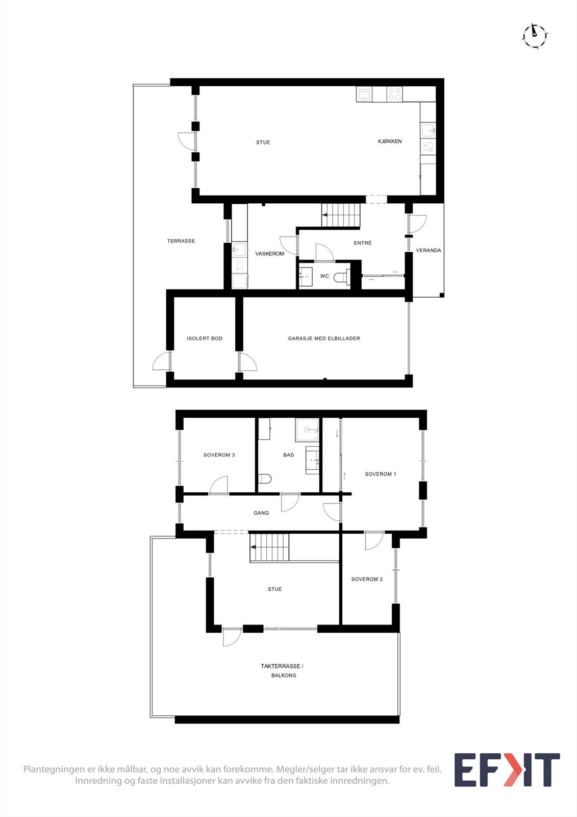 En arealeffektiv og moderne familiebolig over to plan med en meget funksjonell planløsning. Galleribilde